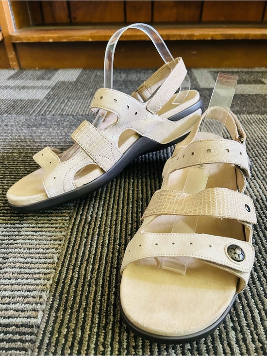 Aravon Shoes - Aravon Beige Metallic Sand Power Comfort 3 Strap Adjustable Sandals 12 D WIDE